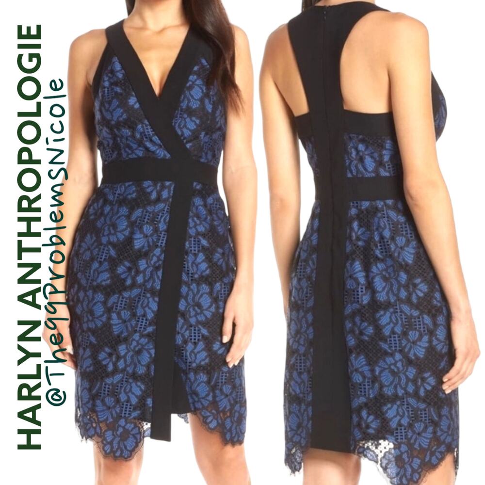 Anthropologie Harlyn Two Tone Lane Surplice Cocktail Dress
